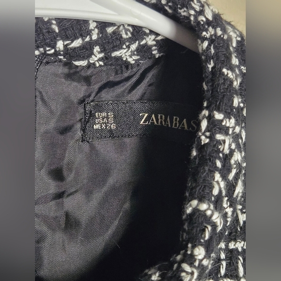 Women's Zara Tweed With Gold Accent Faux Wrap Mini Dress, Size Small - Picture 3 of 3